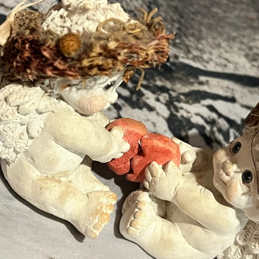 Charming‎ Cherub Figurines with Red Heart